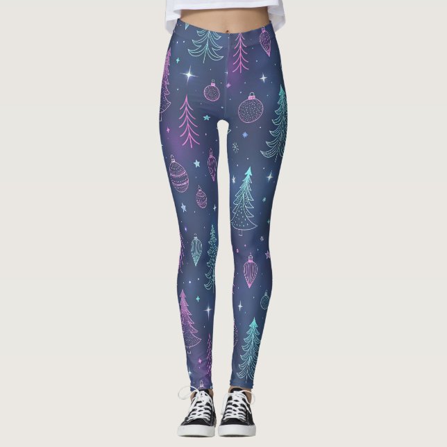 Galactic Christmas Leggings – Modern Festive Space (Frente)