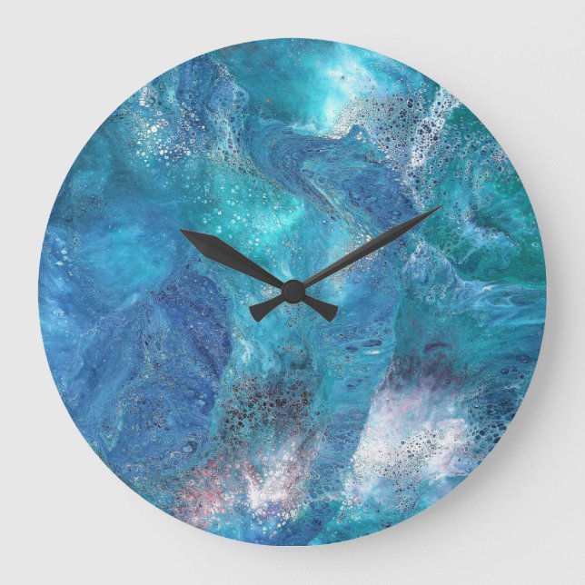 Galáxia 3 Relógio de Abstrato Azul Suave (Frente)