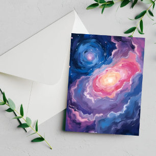 Galáxia Acima   Cartão de Aquarela Pastel Estrelas