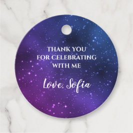 Galáxia Aniversário Obrigado Etiqueta Roxo Univers