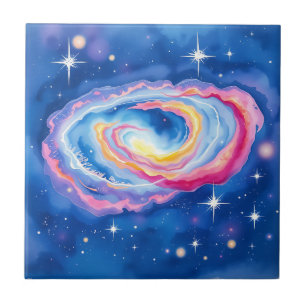 Galáxia Cores de espiral em aquarela e espumantes