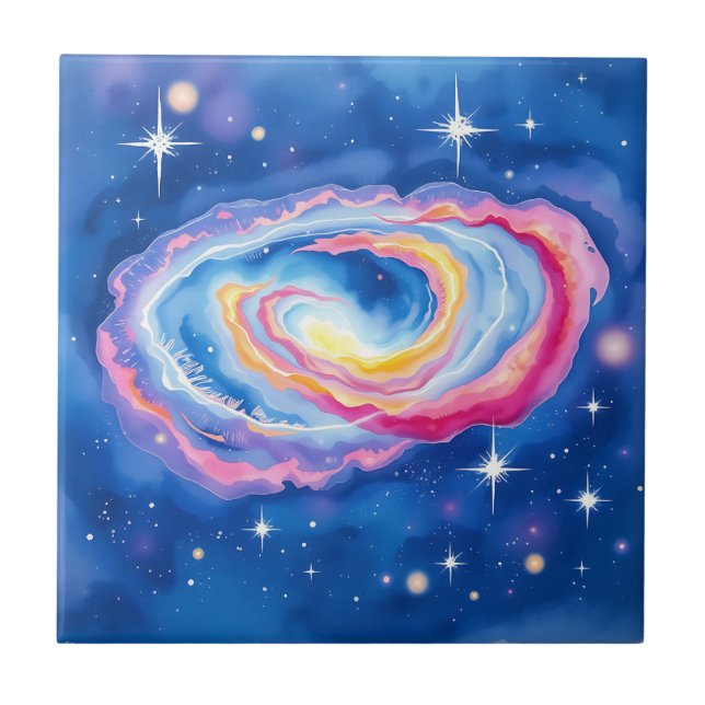 Galáxia Cores de espiral em aquarela e espumantes (Frente)