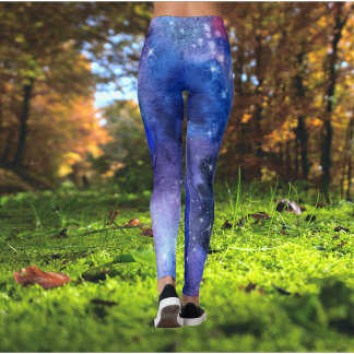 Galáxia Espacial Leggings de Yoga Púrpura Azul