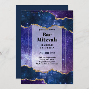 GALAXY Boys BAR MITVAH AGATE Convite azul