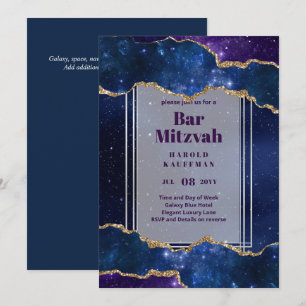 GALAXY Boys BAR MITVAH AGATE Convite Azul