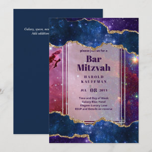 GALAXY Boys BAR MITVAH AGATE Convite Azul