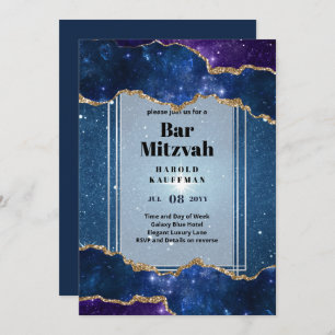 GALAXY Boys BAR MITVAH AGATE Convite azul