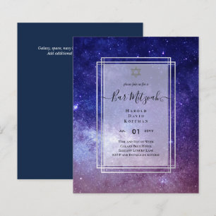 GALAXY Boys BAR MITVAH Blue Marinho Convite BUDGET