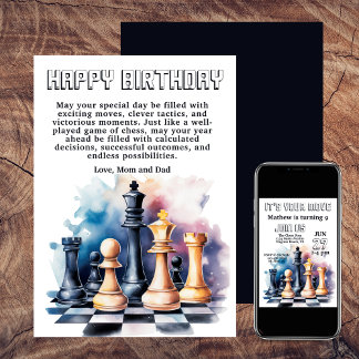 Galaxy Chess Pezes Cartão de Aniversário Moderno d