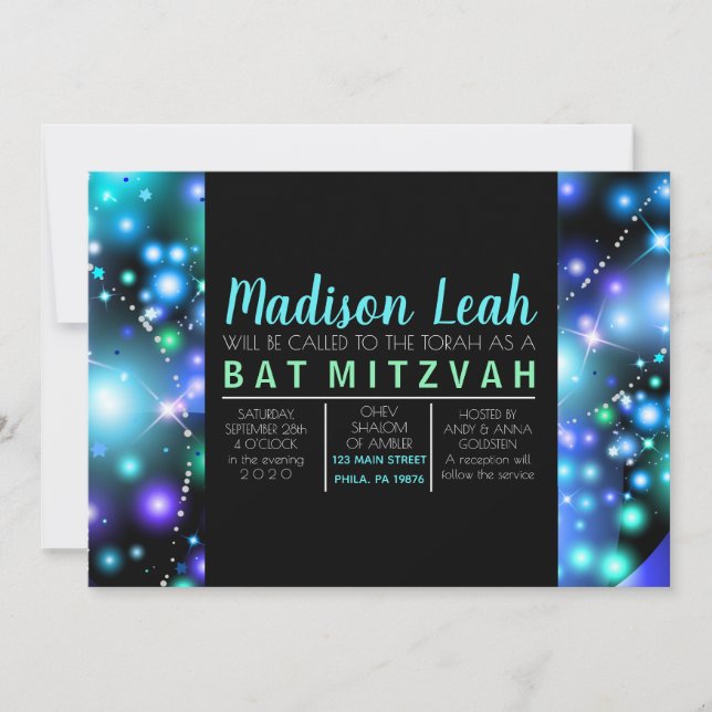 GALAXY ESTARS Bat Mitzvah Convite (Frente)