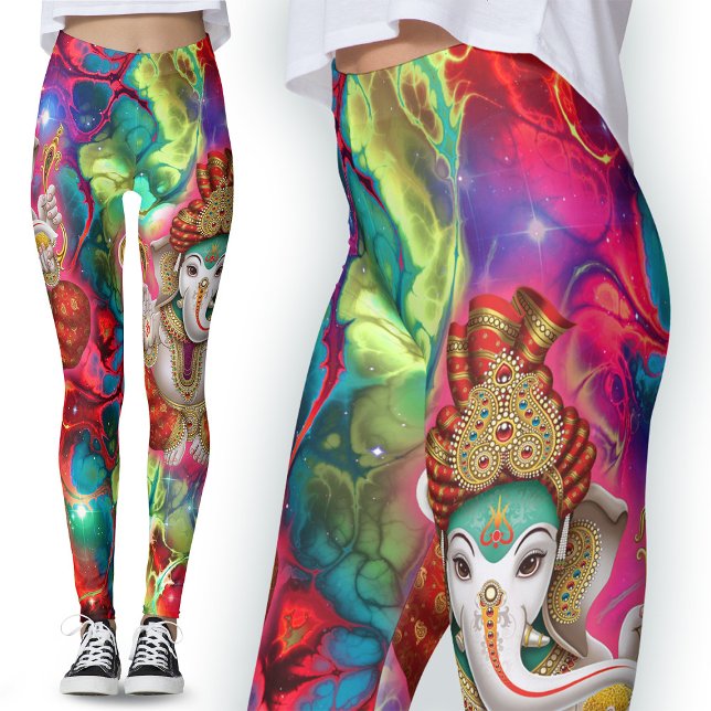 Galaxy Ganesh Deus Hippie Boho Leggings Psicedélic (Criador carregado)
