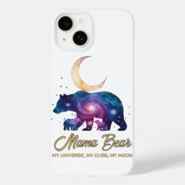 Galaxy Mama Bear & Cubs Moon Silhouette