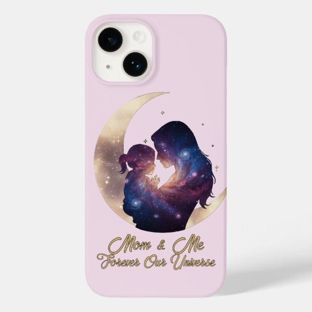 Galaxy Mama & Child Silhouette Moon Art (Verso)