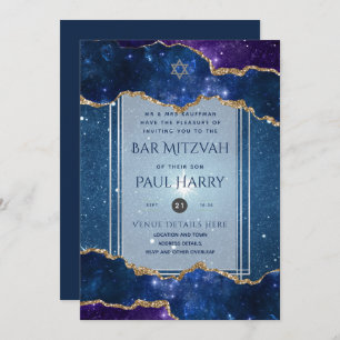 Galaxy Starry Night BAR MITZVAH Convite Marinho