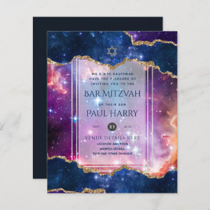 Galaxy Starry Night BAR MITZVAH Convite Marinho