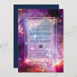 Galaxy Starry Night BAR MITZVAH Convite Marinho