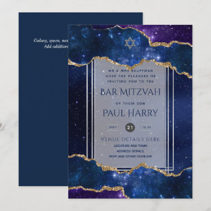 Galaxy Starry Night BAR MITZVAH Convite Marinho