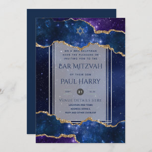 Galaxy Starry Night BAR MITZVAH Convite Marinho