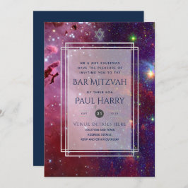 Galaxy Starry Night BAR MITZVAH Convite Marinho