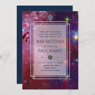 Galaxy Starry Night BAR MITZVAH Convite Marinho