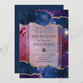Galaxy Starry Night BAR MITZVAH Convite Marinho