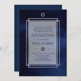 Galaxy Starry Night BAR MITZVAH Convite Marinho