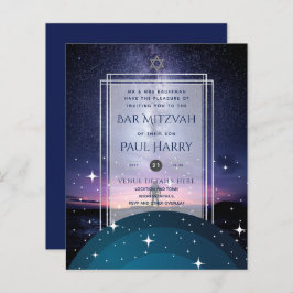 Galaxy Starry Night BAR MITZVAH Convite Marinho