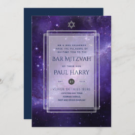 Galaxy Starry Night BAR MITZVAH Convite Marinho