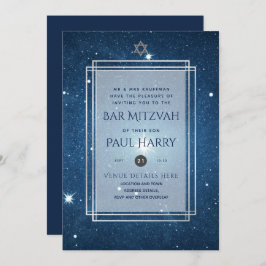 Galaxy Starry Night BAR MITZVAH Convite Marinho