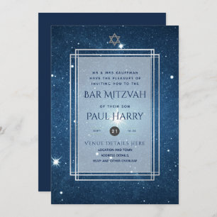 Galaxy Starry Night BAR MITZVAH Convite Marinho