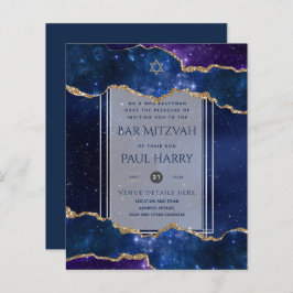 Galaxy Starry Night BAR MITZVAH Convite Marinho