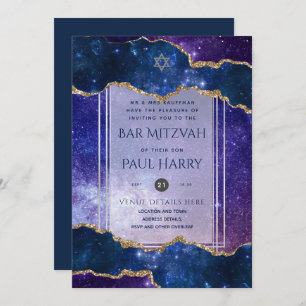 Galaxy Starry Night BAR MITZVAH Convite Marinho