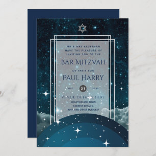 Galaxy Starry Night BAR MITZVAH Convite Marinho