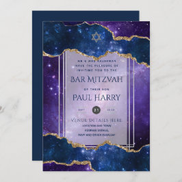 Galaxy Starry Night BAR MITZVAH Convite Marinho