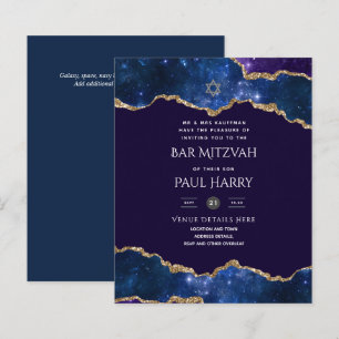 Galaxy Starry Night BAR MITZVAH Convite Marinho