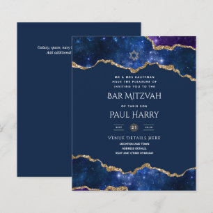 Galaxy Starry Night BAR MITZVAH Convite Marinho