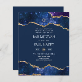 Galaxy Starry Night BAR MITZVAH Convite Marinho