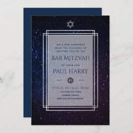 Galaxy Starry Night BAR MITZVAH Convite Marinho