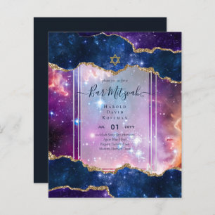 Galaxy Starry Night BAR MITZVAH Convites Azul