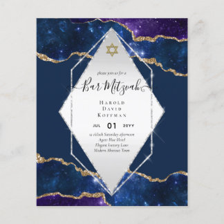 Galaxy Starry Night BAR MITZVAH Convites Azul