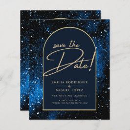 Galaxy Starry Night Blue Dourado Casamento SAVE DA