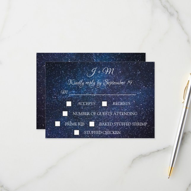 Galaxy Starry Night Celestial Stars Moderno RSVP (Frente/Verso In Situ)