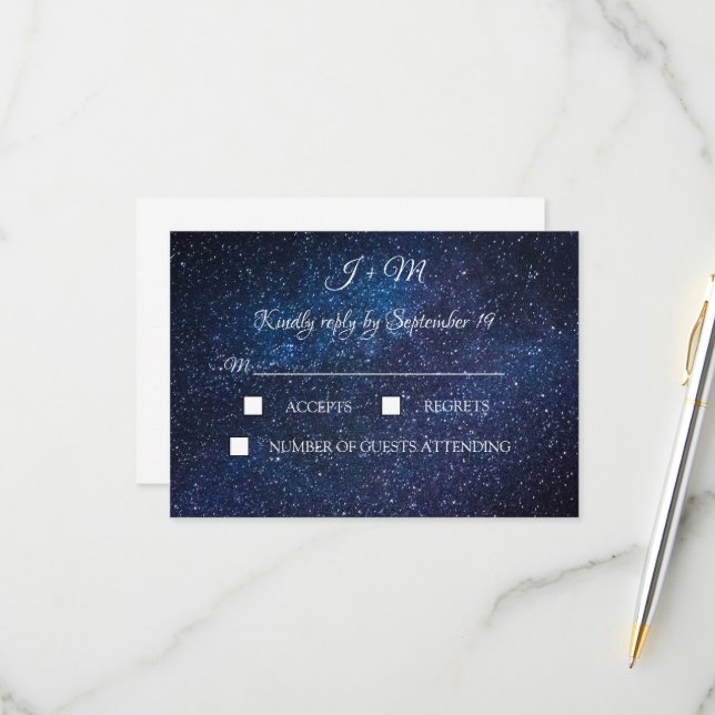 Galaxy Starry Night Celestial Stars Moderno RSVP (Frente/Verso In Situ)