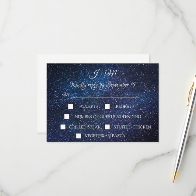Galaxy Starry Night Celestial Stars Moderno RSVP (Frente/Verso In Situ)