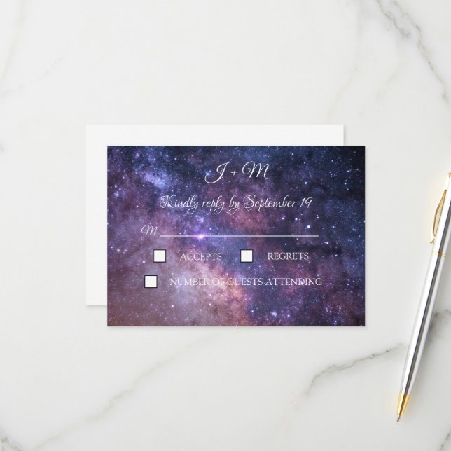 Galaxy Starry Night Modern RSVP (Frente/Verso In Situ)