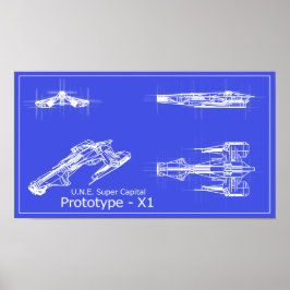Galaxy U.N.E Prototype X-1 Blueprint Poster