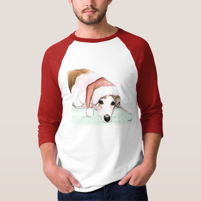 "Galgo camisa da arte do cão no chapéu do papai (Frente)
