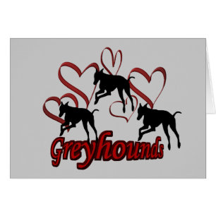 Galgos e cartão vermelho do cão dos corações