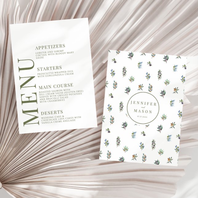 Galhos de oliveira Greenery deixa cartões de cardá (Criador carregado)