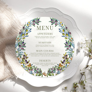 Galhos de oliveira Menu Boho round Italiano Placa